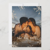 Save The Date Mariage photo d'hiver Rustic Plaid Snowflakes (Devant)