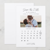 Save The Date Mariage photo du calendrier de la typographie mini (Devant / Derrière)
