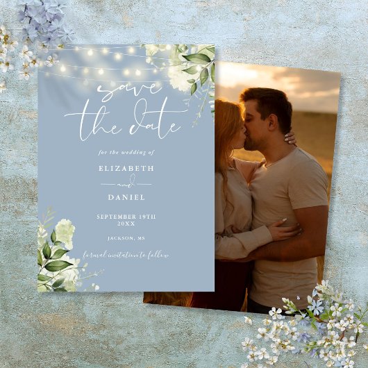 Save The Date Mariage photo Dusty Blue Floral