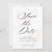 Save The Date Mariage photo élégant de script Monogramme (Devant)