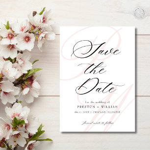Save The Date Mariage photo élégant de script Monogramme