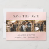 Save The Date Mariage photo élégant en or rose vif (Devant)