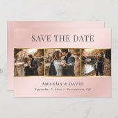 Save The Date Mariage photo élégant en or rose vif (Devant / Derrière)