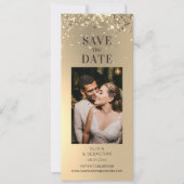 Save The Date Mariage photo Elegant Gold Parties scintillant (Devant)