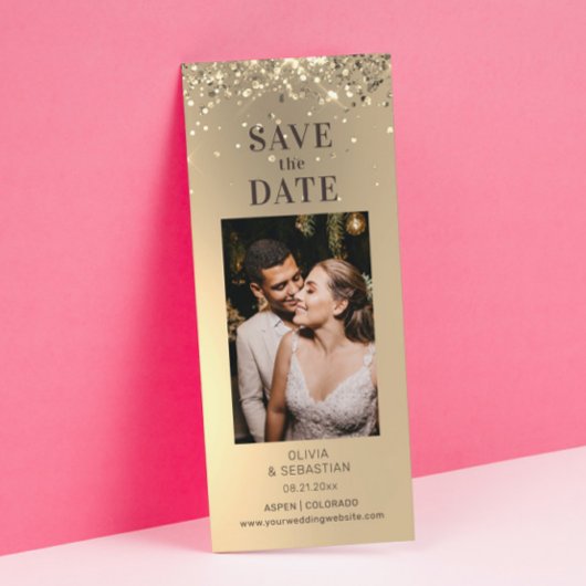 Save The Date Mariage photo Elegant Gold Parties scintillant