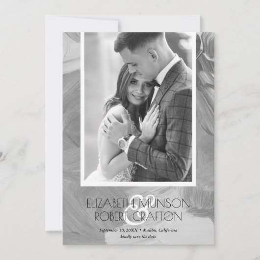 Save The Date Mariage photo élégant noir blanc Enregistrer la da (Devant)