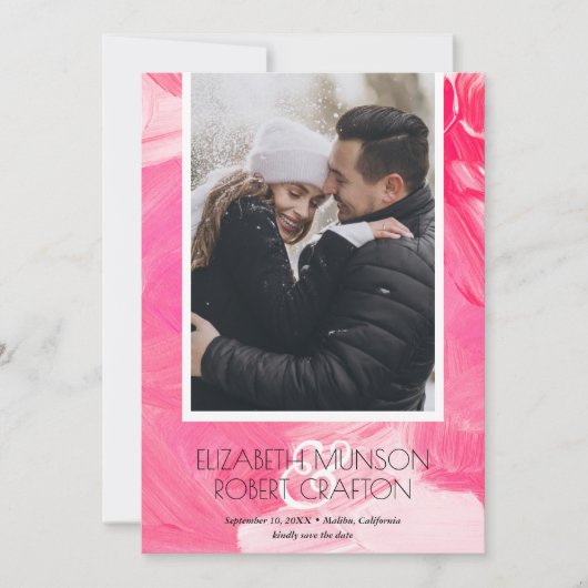 Save The Date Mariage photo élégant rose Enregistrer la date (Devant)