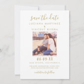 Save The Date Mariage photo élégant rose gold script (Dos)