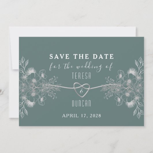 Save The Date Mariage photo élégant Sage Green (Devant)