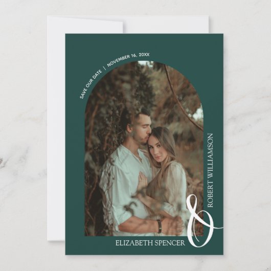 Save The Date Mariage Photo Emerald Green QR Code (Devant)