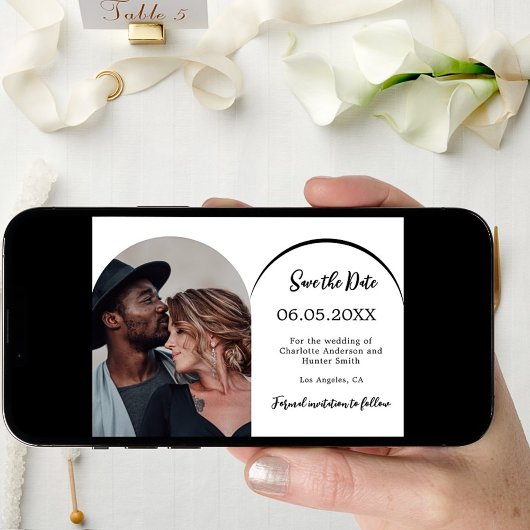 Save The Date Mariage photo en arc moderne simple