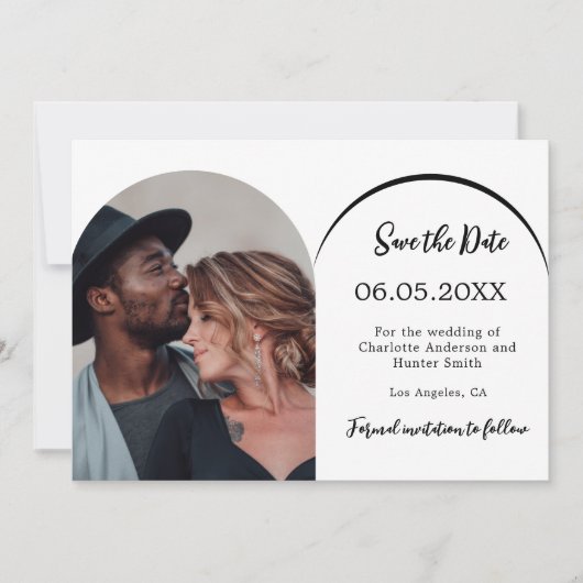 Save The Date Mariage photo en arc moderne simple (Devant)
