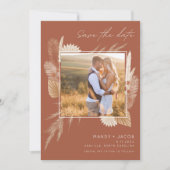 Save The Date Mariage photo en laiton de la Pampas de Bohême (Devant)