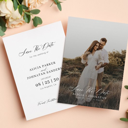 Save The Date Mariage photo en script moderne simple et élégant