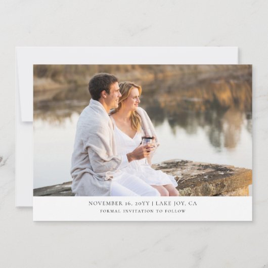 Save The Date Mariage photo en terre cuite Calligraphie (Dos)