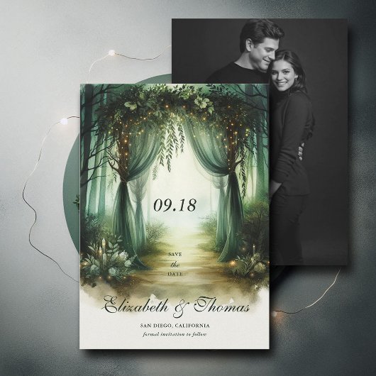 Save The Date Mariage photo Enchanted Forest Moody Woodland