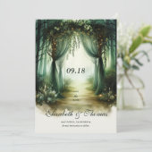 Save The Date Mariage photo Enchanted Forest Moody Woodland (Debout devant)