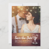 Save The Date Mariage Photo Enregistrer La Date Champagne Lunett (Devant)