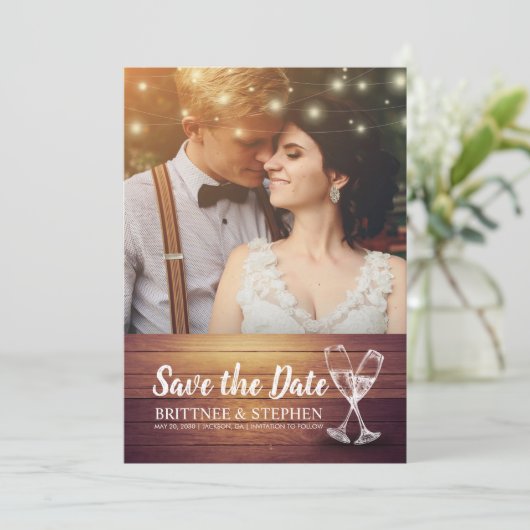 Save The Date Mariage Photo Enregistrer La Date Champagne Lunett (Debout devant)