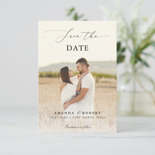 Save The Date Mariage photo et script moderne légèrement défraîc (Debout devant)