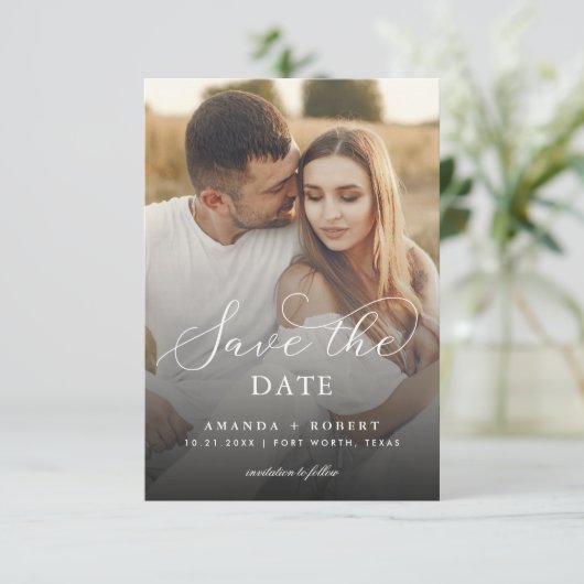Save The Date Mariage photo et script sombre (Debout devant)