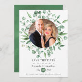 Save The Date Mariage photo Eucalyptus Green (Devant / Derrière)