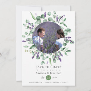 Save The Date Mariage photo Eucalyptus Lavender Greenery