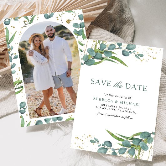 Save The Date Mariage Photo Eucalyptus Rustique