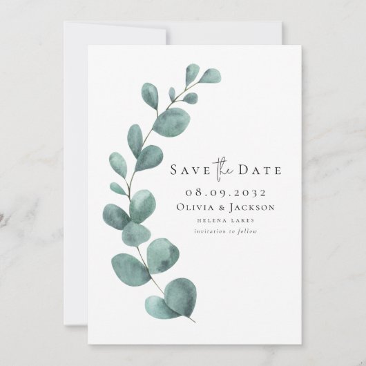 Save The Date Mariage photo Eucalyptus Script (Devant)