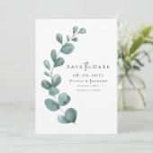 Save The Date Mariage photo Eucalyptus Script (Debout devant)