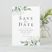 Save The Date Mariage photo Eucalyptus Script (Debout devant)