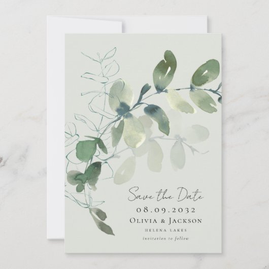 Save The Date Mariage photo Eucalyptus Script (Devant)