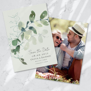 Save The Date Mariage photo Eucalyptus Script