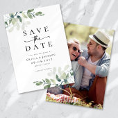 Save The Date Mariage photo Eucalyptus Script