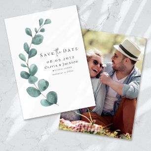 Save The Date Mariage photo Eucalyptus Script