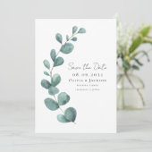 Save The Date Mariage photo Eucalyptus Script (Debout devant)