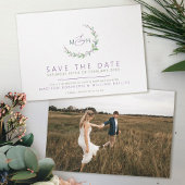 Save The Date Mariage photo feuille vert de baies violettes