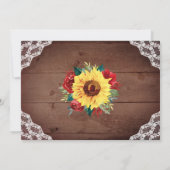 Save The Date Mariage Photo Fleur Rouge Dentelle Tournesol Rusti (Dos)