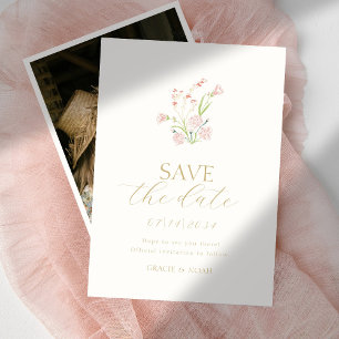 Save The Date Mariage photo Fleur sauvage chic ivoire