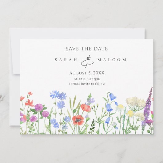 Save The Date Mariage Photo Fleur sauvage Simple Enregistrer La  (Devant)