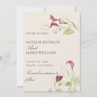 Save The Date Mariage photo floral aquarelle Art Nouveau chic