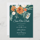 Save The Date Mariage photo floral automnal en terre cuite sarce (Devant)