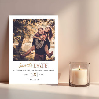 Save The Date Mariage Photo Floral Bohème Rustique Tons Terre