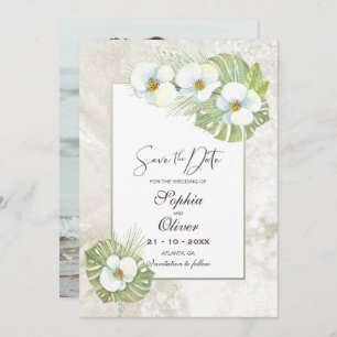 Save The Date Mariage photo floral des orchidées blanches