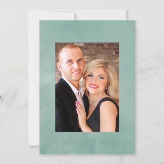 Save The Date Mariage photo floral géométrique à l'eucalyptus (Dos)