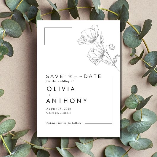 Save The Date Mariage photo floral moderne simple