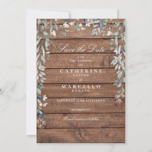 Save The Date Mariage photo Floral Rustic Wood Fleurs sauvages