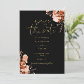 Save The Date Mariage photo Floral Rustique Black And Gold Fall (Debout devant)