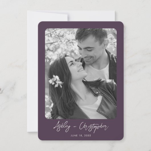 Save The Date Mariage photo flore végétale violet minimal (Devant)