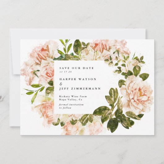 Save The Date Mariage photo Formal Blushing Rose Rosseta (Devant)